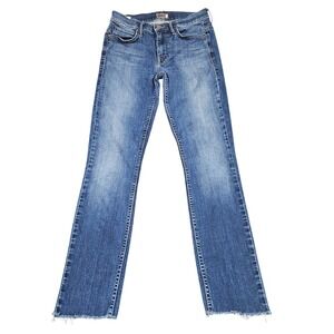 Mother Denim Jeans Size 25 Blue Frayed Hem Straight Leg Ankle Stretch Casual